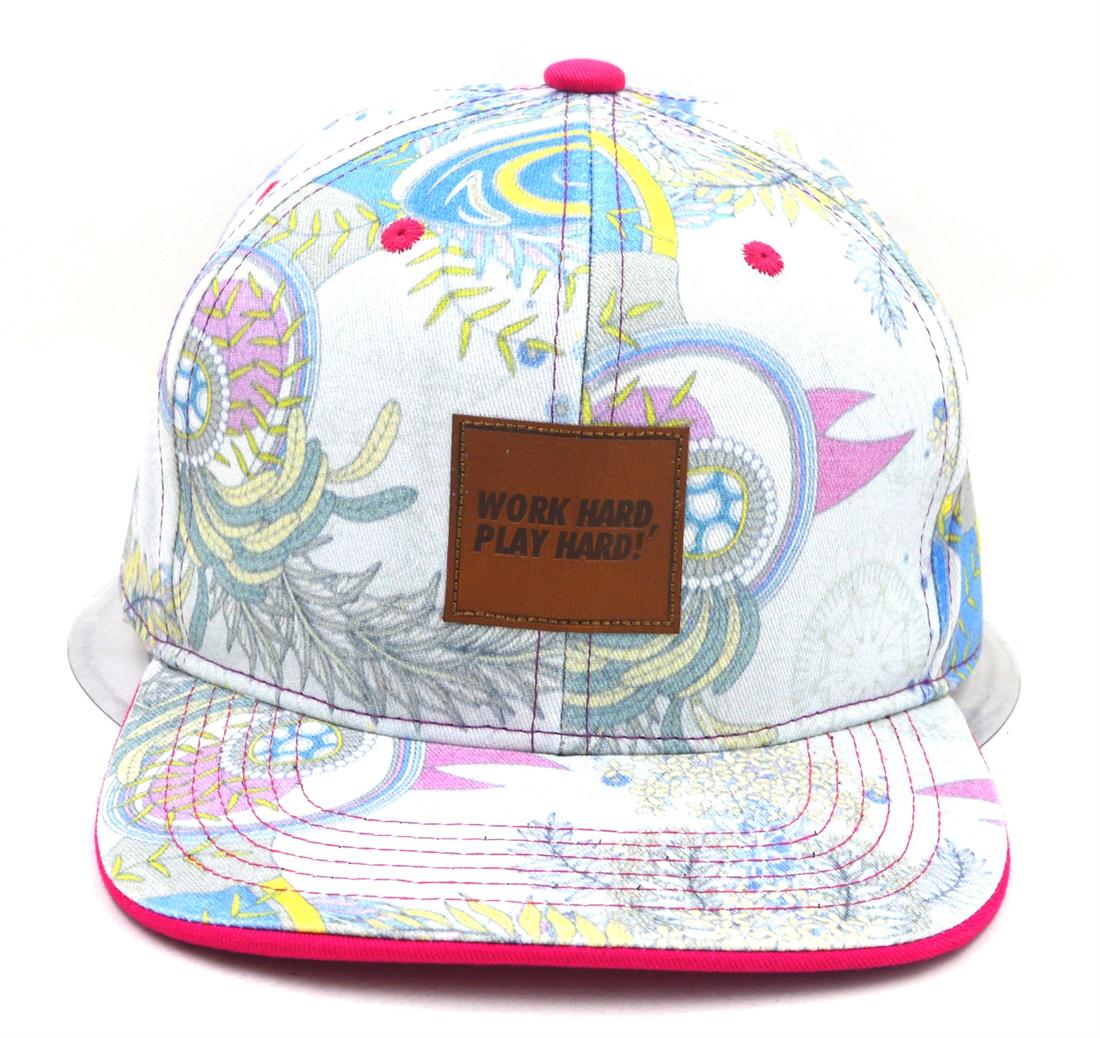 Snapback cap with leather patch