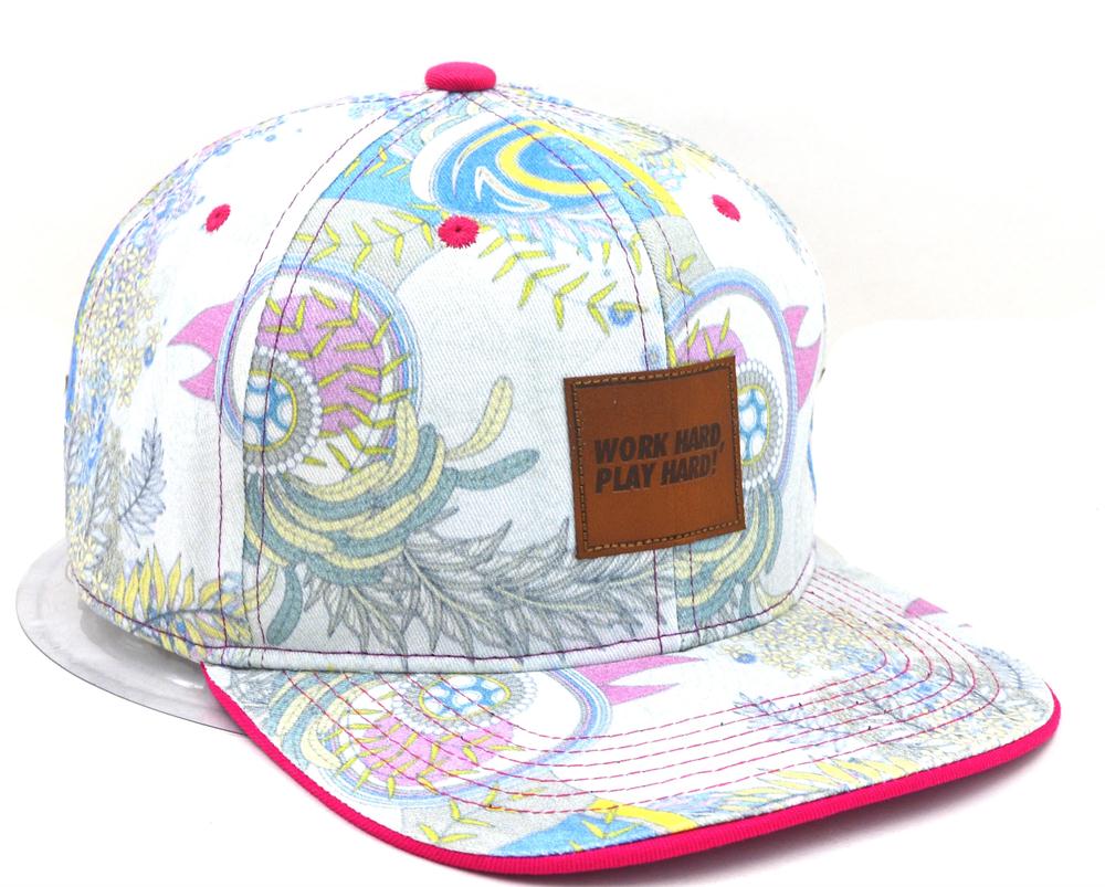 Snapback cap with leather patch