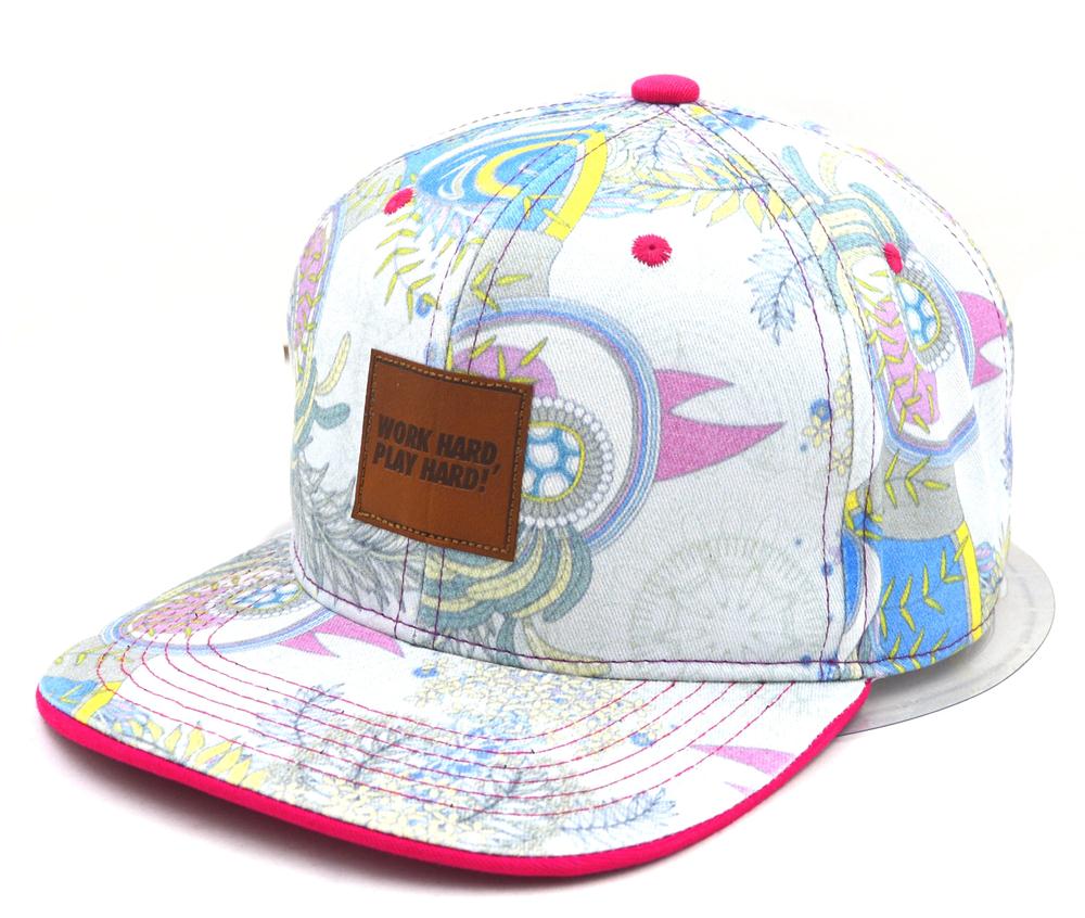 Snapback cap with leather patch