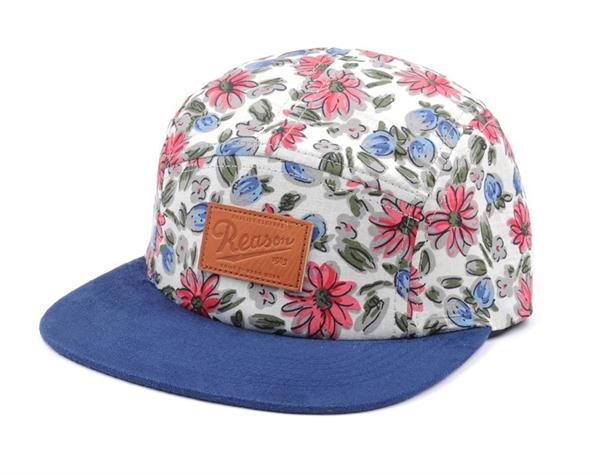 Custom floral 5 panel hat with embossed patch logo