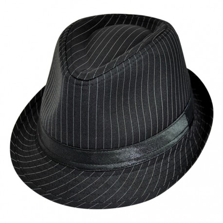 PIN STRIPE TRILBY WITH SATIN BAND