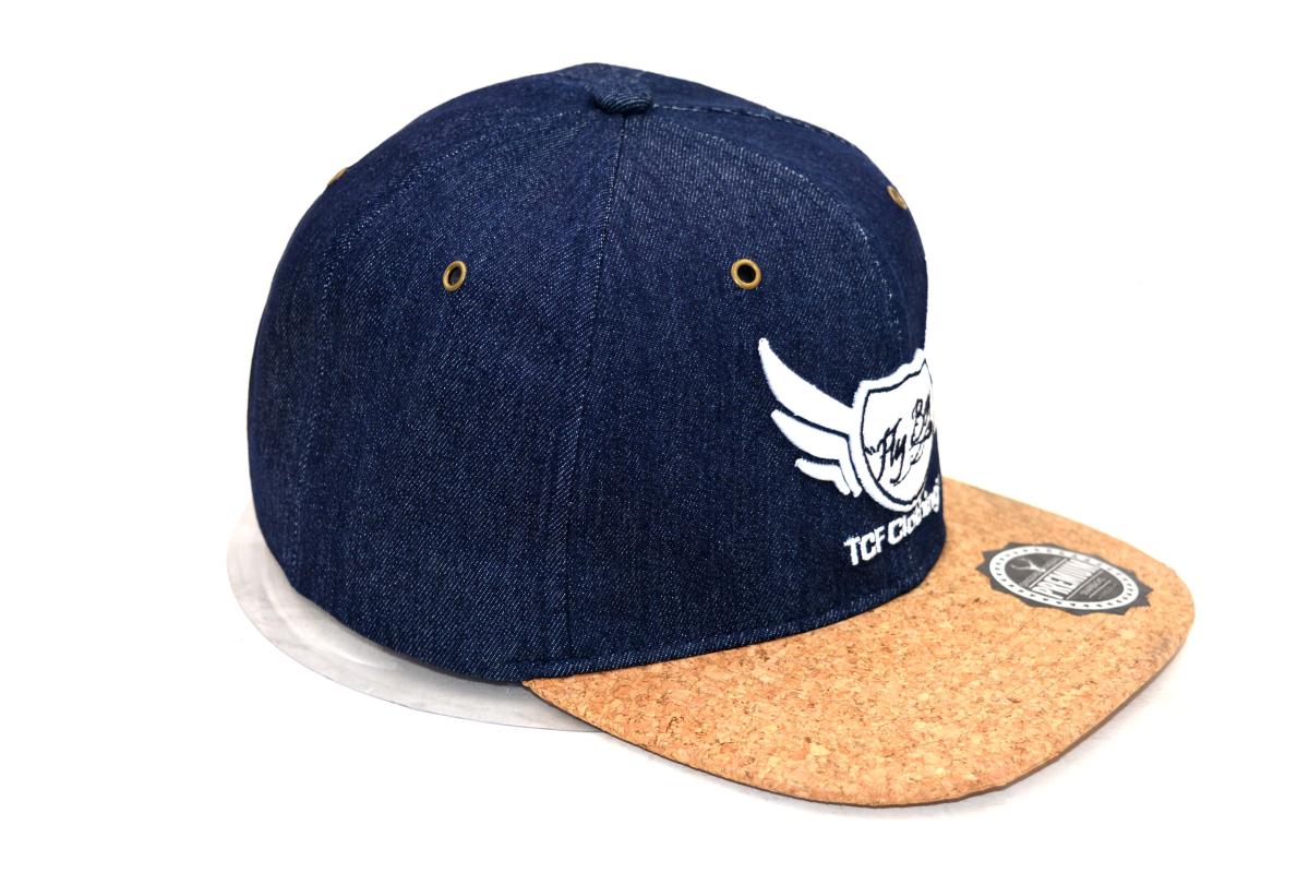 Canvas snapback cap with custom embroidery design