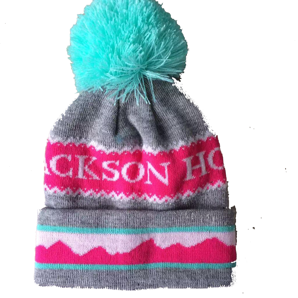 Pompom jacquard beanie hats custom logo