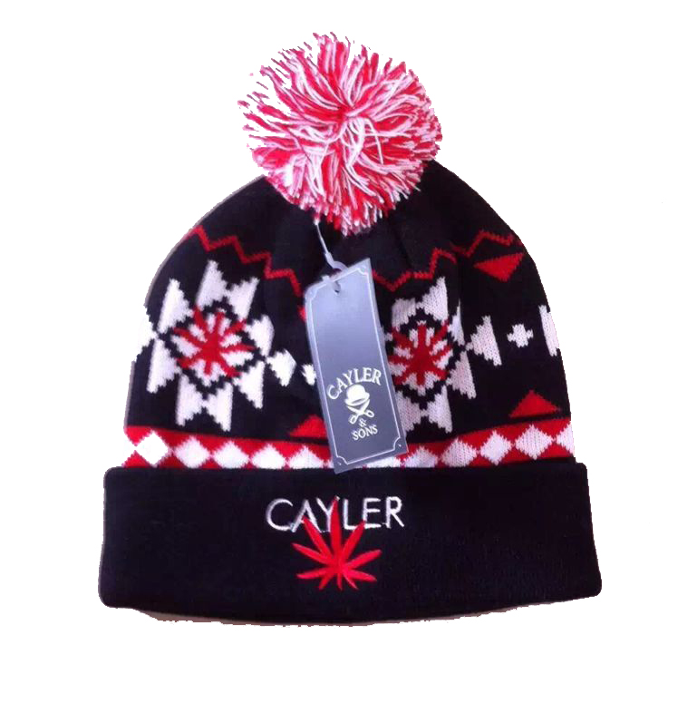 Pompom jacquard beanie hats custom logo