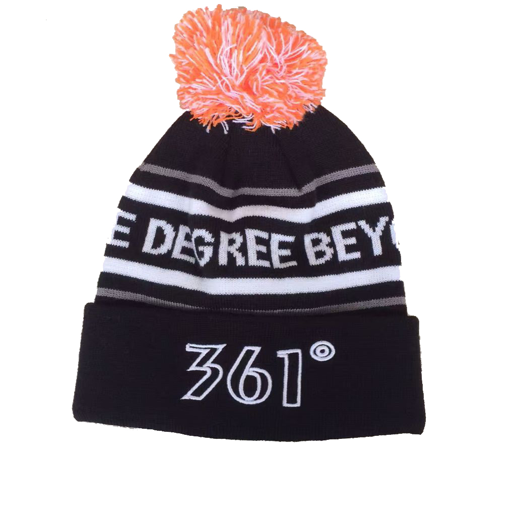 Pompom jacquard beanie hats custom logo