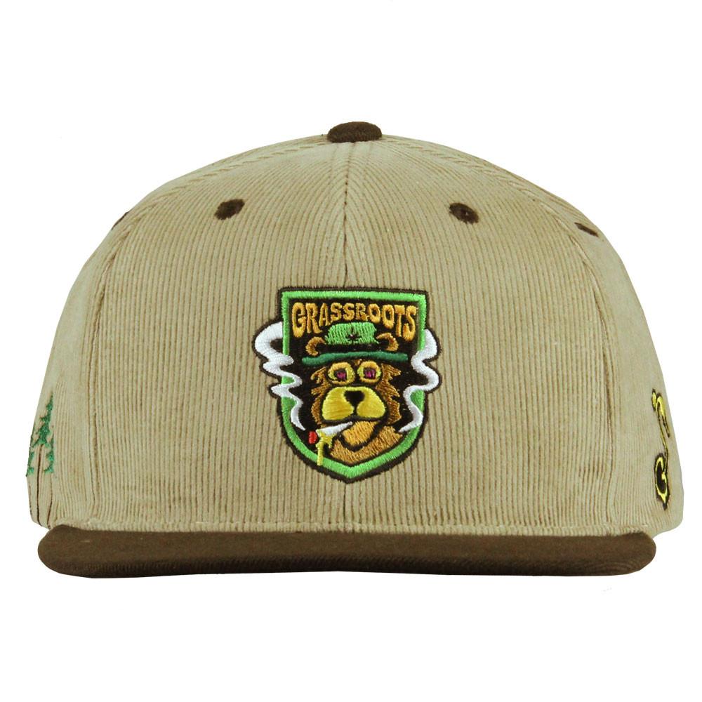 Corduroy embroidery snapback cap