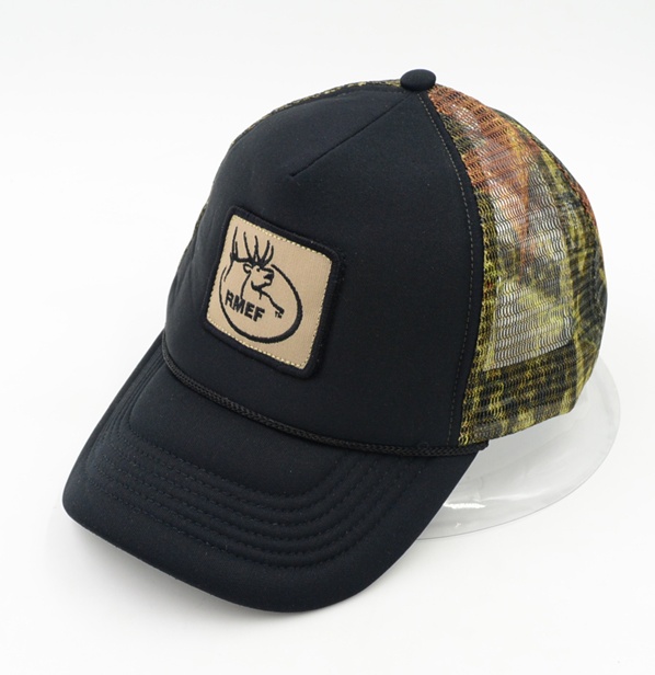 Camo mesh trucker cap 5 panel foam trucker cap