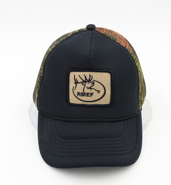 Camo mesh trucker cap 5 panel foam trucker cap