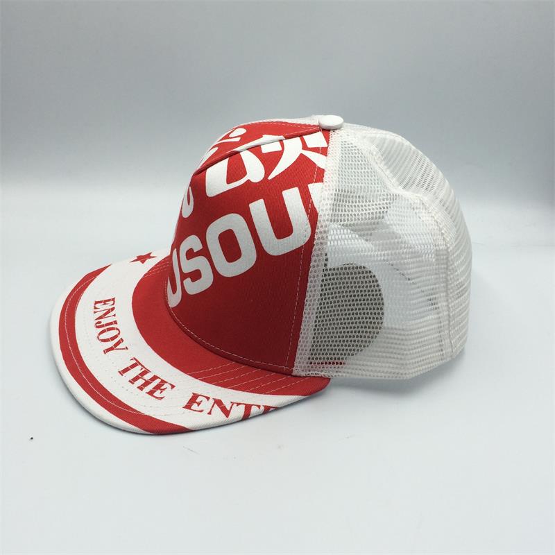 Flat brim printed trucker caps custom design