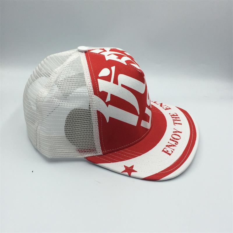 Flat brim printed trucker caps custom design