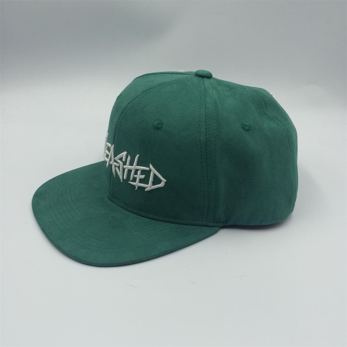 Suede flat brim snapback cap custom 3D embroidery