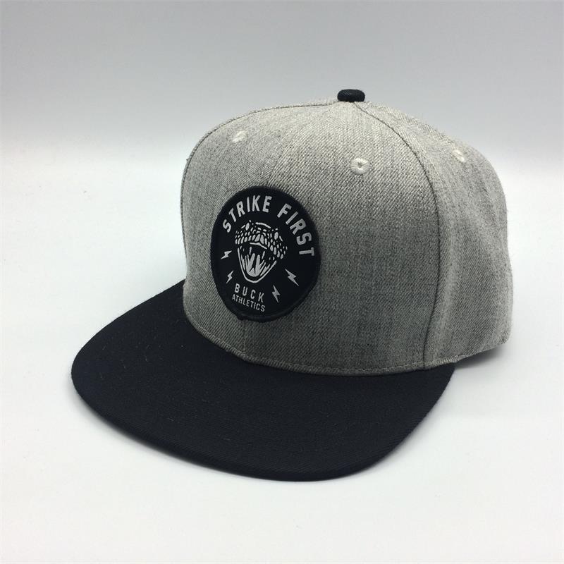 wool acrylic snapback cap with embroidery patch