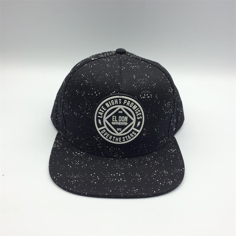Custom 5 panel snapback cap with rubber patch design