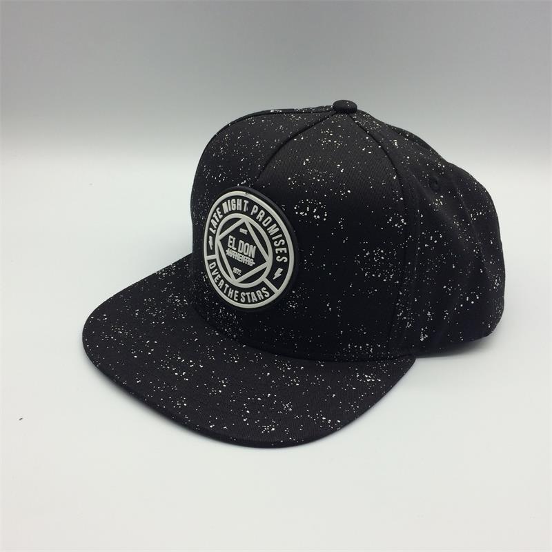 Custom 5 panel snapback cap with rubber patch design