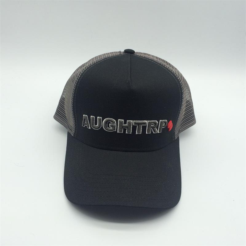 5 panel cotton trucker mesh cap 3D embroidery