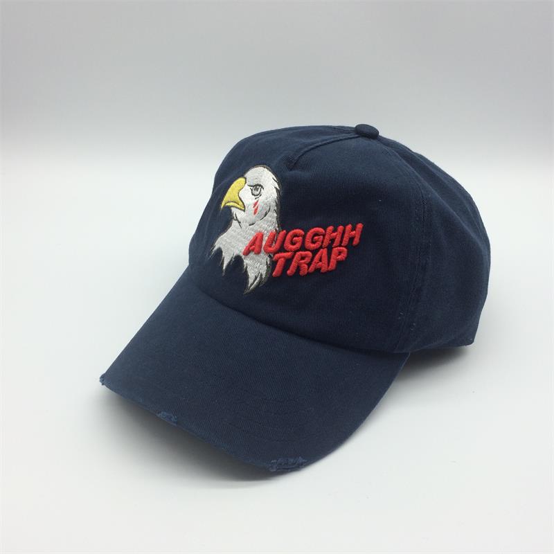 5 panel washed baseball cap with 3D embroidery
