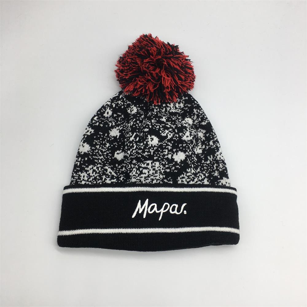 Jacquard Beanie hat woven patch logo