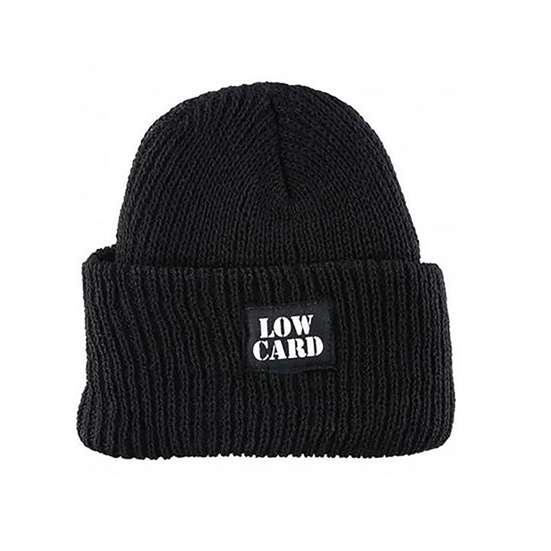 Acrylic Blend Slouchy Cuff Woven Label Ski Cap, Skull Knit Winter Hat, Custom Beanie