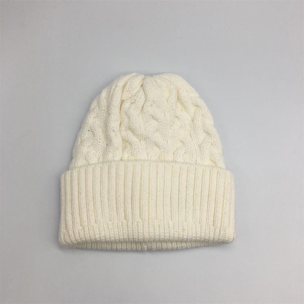 Double Layer Winter Fleece Lined Cable Knitted PomPom Beanie Hat