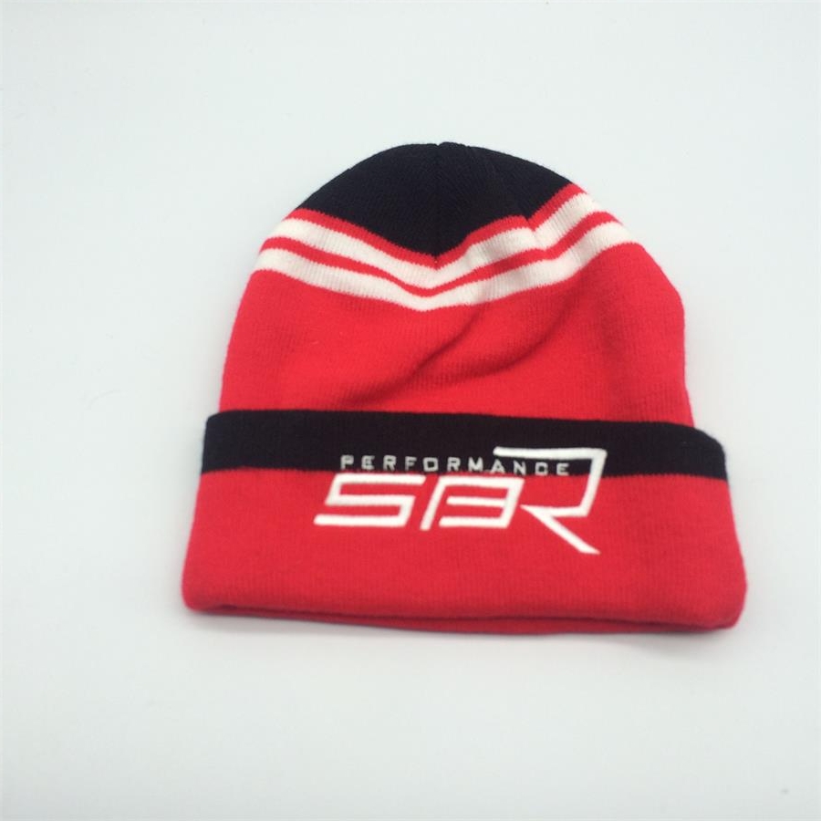 Custom made knitted winter beanies with embroidery logo