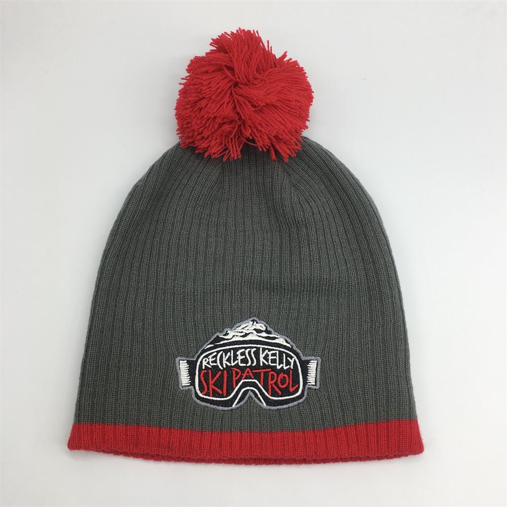 Custom made knitted winter beanies with embroidery logo