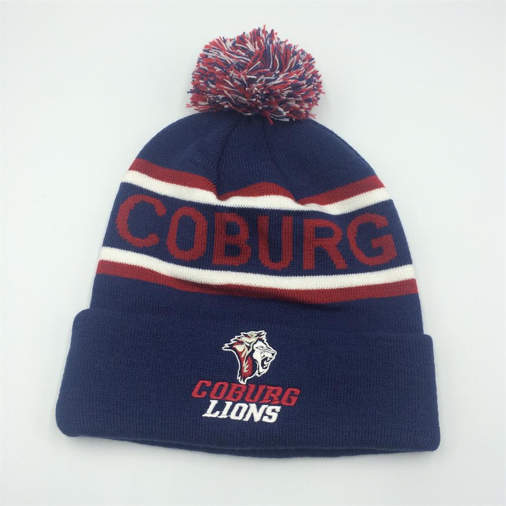 Custom made knitted winter beanies with embroidery logo