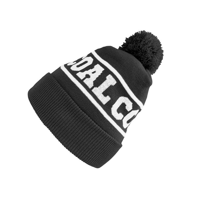 jacquard knit pom beanie with Embroidery beanie hat